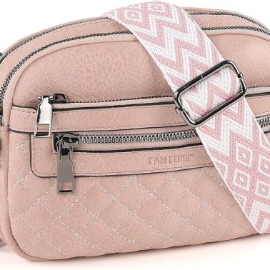 TANTOMI Crossbody Bags for Women, Multi Pocket Crossbody Purses, Vegan Leather Shoulder Handbags with Adjustable Wide Strap